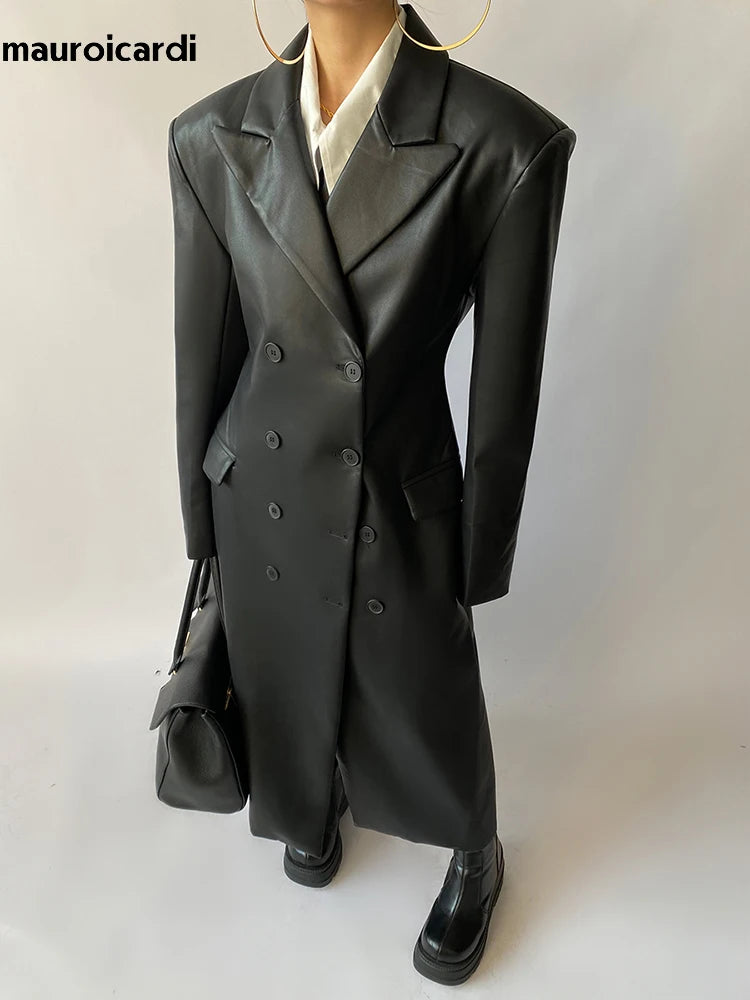 Płaszcz Czarny Manifest z Ekoskóry