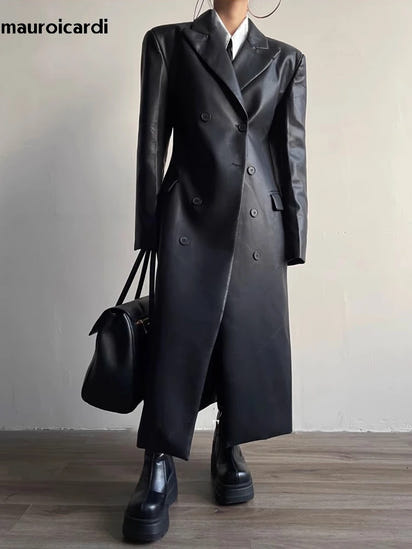 Płaszcz Czarny Manifest z Ekoskóry