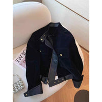 Kurtka Czarny Kontrast Velvet & Leather