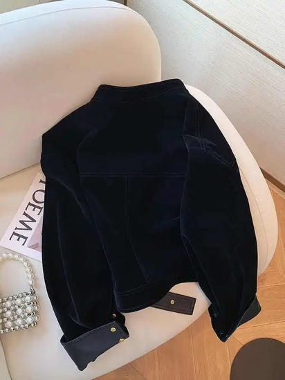 Kurtka Czarny Kontrast Velvet & Leather