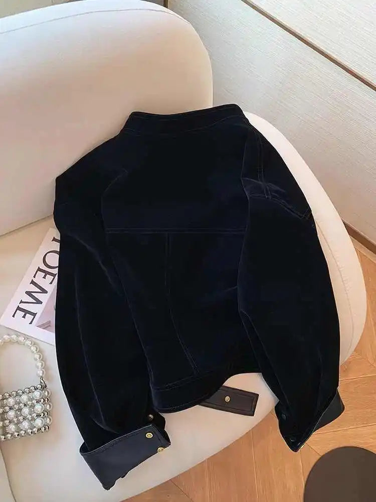 Kurtka Czarny Kontrast Velvet & Leather