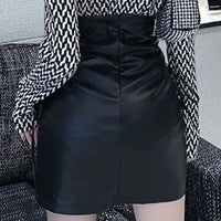 Spódnica Czarna Wiązana Linia z Ekoskóry