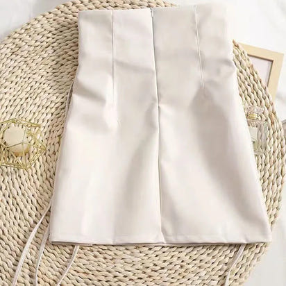 Spódnica Czarna Wiązana Linia z Ekoskóry