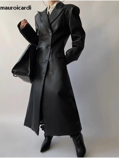 Płaszcz Czarny Manifest z Ekoskóry