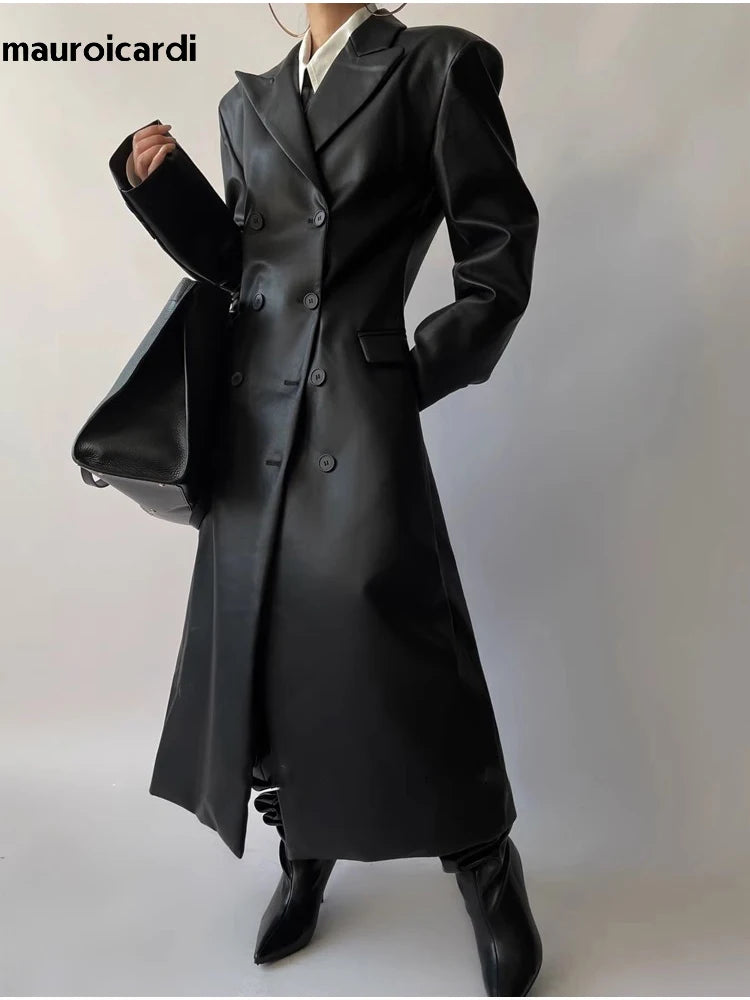 Płaszcz Czarny Manifest z Ekoskóry