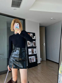 Spódnica Czarna Skóra Python